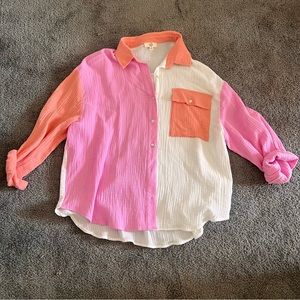 Entro Oversized Button Up Blouse - Small